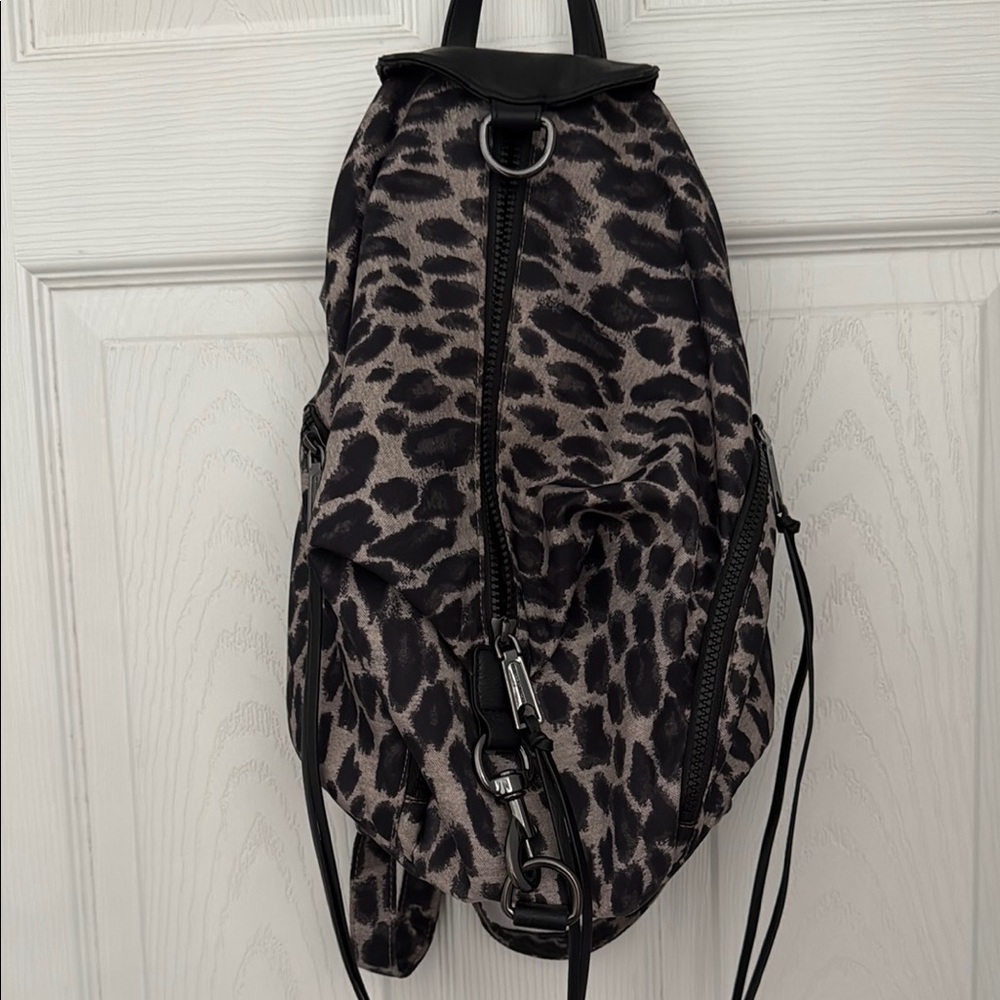 Rebecca Minkoff Black and Gray Leopard Backpack